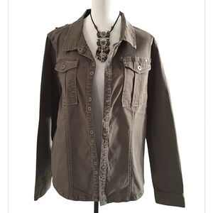 ETHYL Brand Women's Denim Jeans Jacket, Army Green, XL